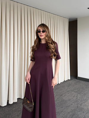 Bordo Godeli Elbise - 05174