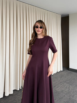 Bordo Godeli Elbise - 05174