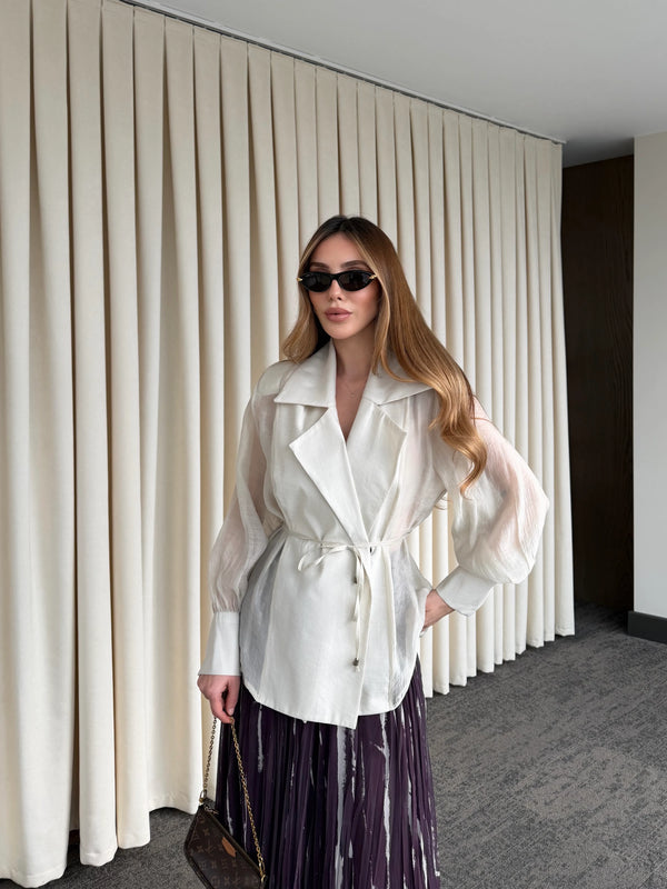 Taş Vatkalı Transparan Gömlek - 5029