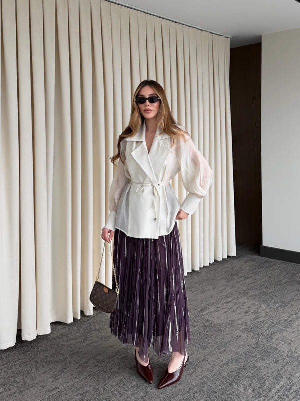 Taş Vatkalı Transparan Gömlek - 5029