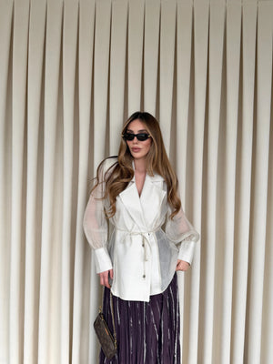 Taş Vatkalı Transparan Gömlek - 5029