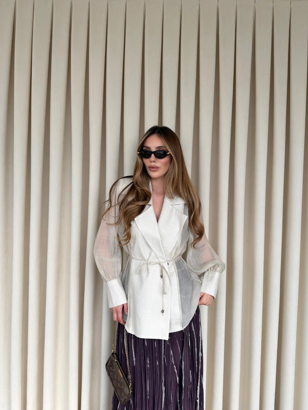 Taş Vatkalı Transparan Gömlek - 5029