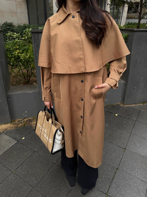 Camel Çıkarılabilir Kapüşon Detaylı Pelerinli Trençkot - 85179