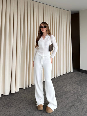 Ekru Dantelli İkili Triko Takım - 2602