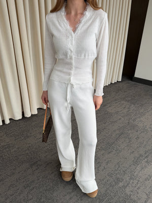 Ekru Dantelli İkili Triko Takım - 2602