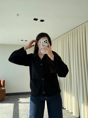 Siyah Büyük Cepli Hırka - 9011