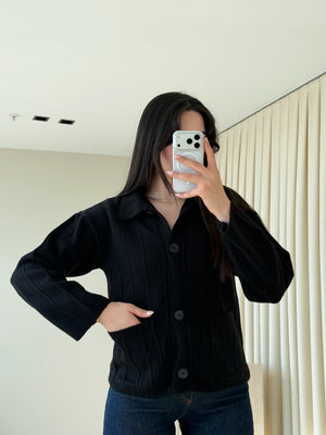 Siyah Büyük Cepli Hırka - 9011