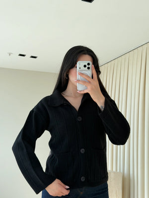 Siyah Büyük Cepli Hırka - 9011