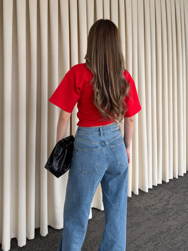 Kırmızı Yanı Drapeli Body - 261003