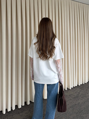 Beyaz Kolları Dantelli Bluz - 1049