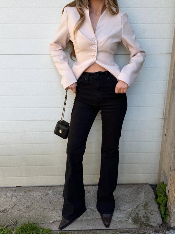 Siyah İspanyol Paça Jean - 2106