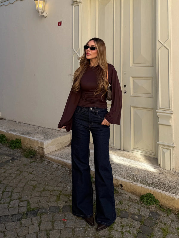 Lacivert Wide Leg Jean - 24124