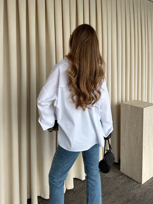 Beyaz İçi Dantelli Gömlek - 0826