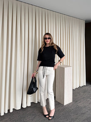 Siyah Yandan Büzgülü Bluz - ÖB261025