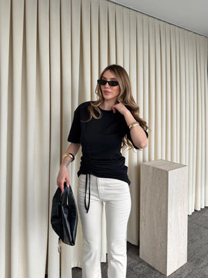 Siyah Yandan Büzgülü Bluz - ÖB261025