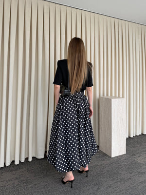 Siyah Midi Puantiyeli Balon Etek - 8014