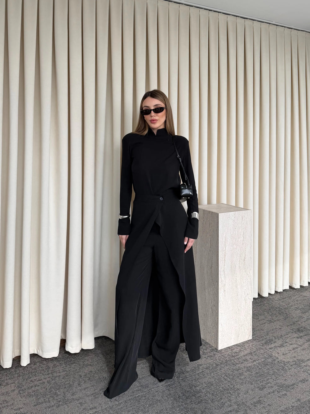 Siyah Ester Tasarım Üçlü Takım - 8335