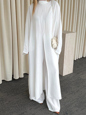 Ekru Bağlama Aksesuarlı Kimono Takım- 8428