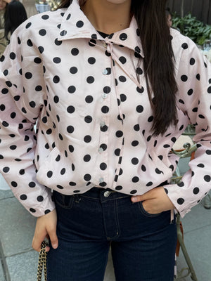 Pembe Yandan Büzgülü Puantiyeli Yağmurluk - 4171