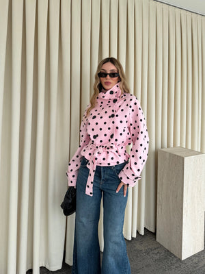 Pembe Messina Puantiyeli Trençkot - 504361