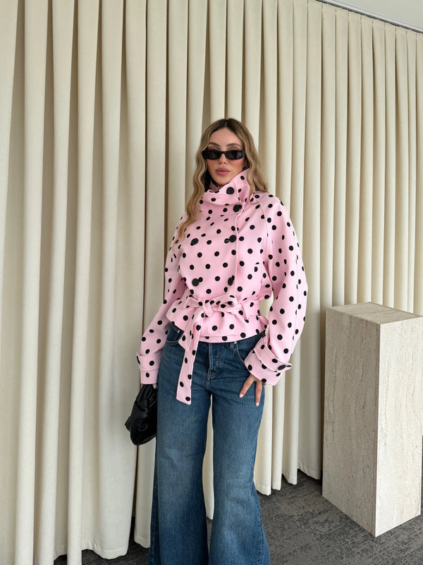 Pembe Messina Puantiyeli Trençkot - 504361