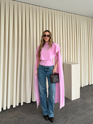 Pembe Sandy Pelerinli Bluz - 1030