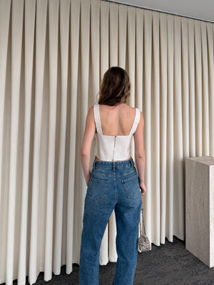 Natural Keten Dilimli Bluz - MN8456