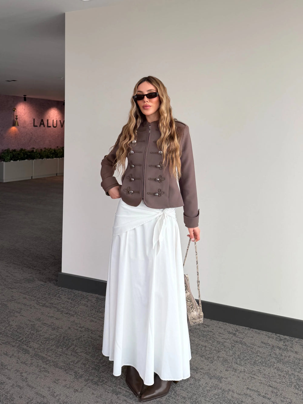 Ekru Fularlı Etek - DE261032