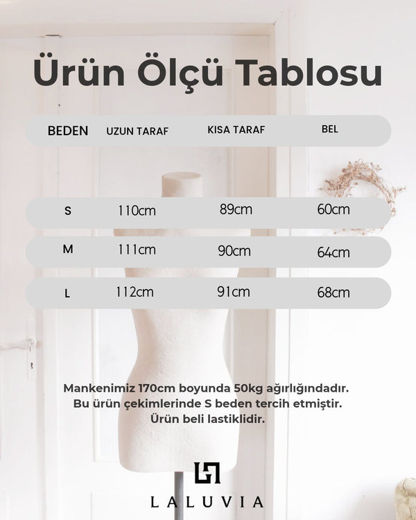 Beyaz Asimetrik Puantiyeli Etek - 2y3465