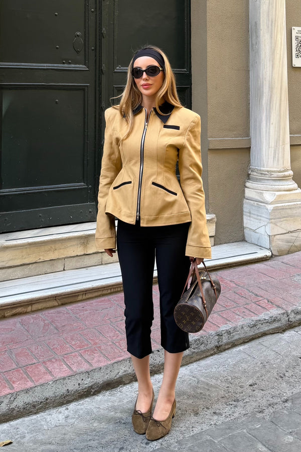 Camel Yaka Detaylı Flatolu Ceket - 2632