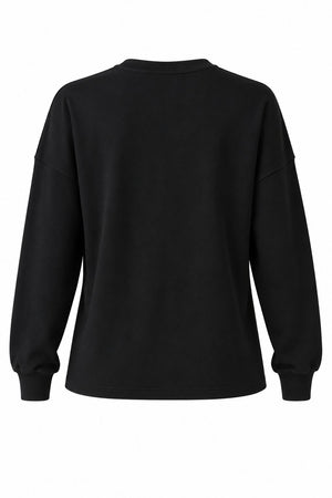 Siyah Taş İşlemeli Sweatshirt - 261010