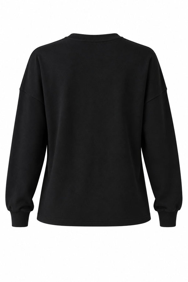 Siyah Taş İşlemeli Sweatshirt - 261010