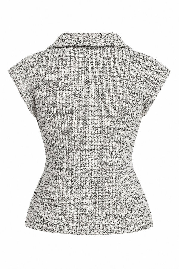 Siyah - Gri Kırçıllı Polo Yaka Hırka - 2y4500