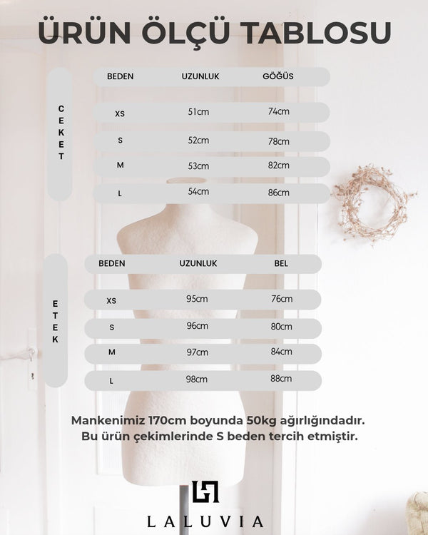 Koyu Kahverengi Olden Düğmeli Ceket Etek Takım - 2y902138