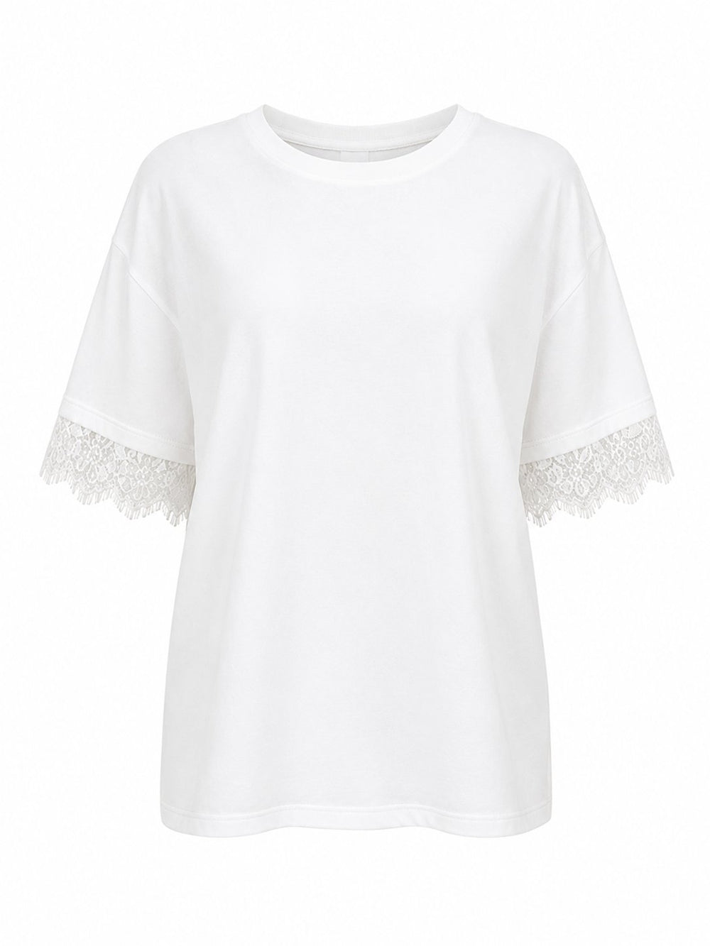Ekru Sırtı Dantel Detaylı Tshirt - 1073