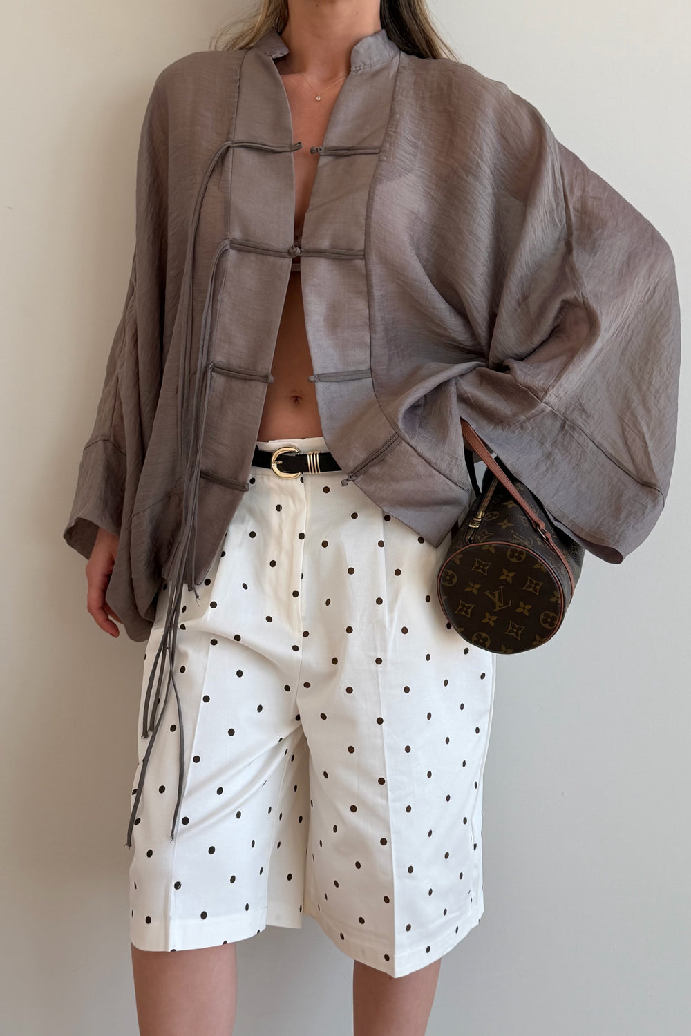 Bronz İp Bağcıklı Transparan Kimono - 5098