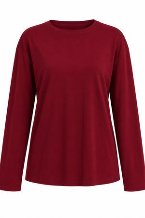 Bordo Bisiklet Yaka Rahat Kesim Bluz - 24151