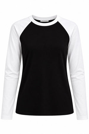 Kolları Beyaz Çift Renk Uzun Kollu T-shirt - 5209