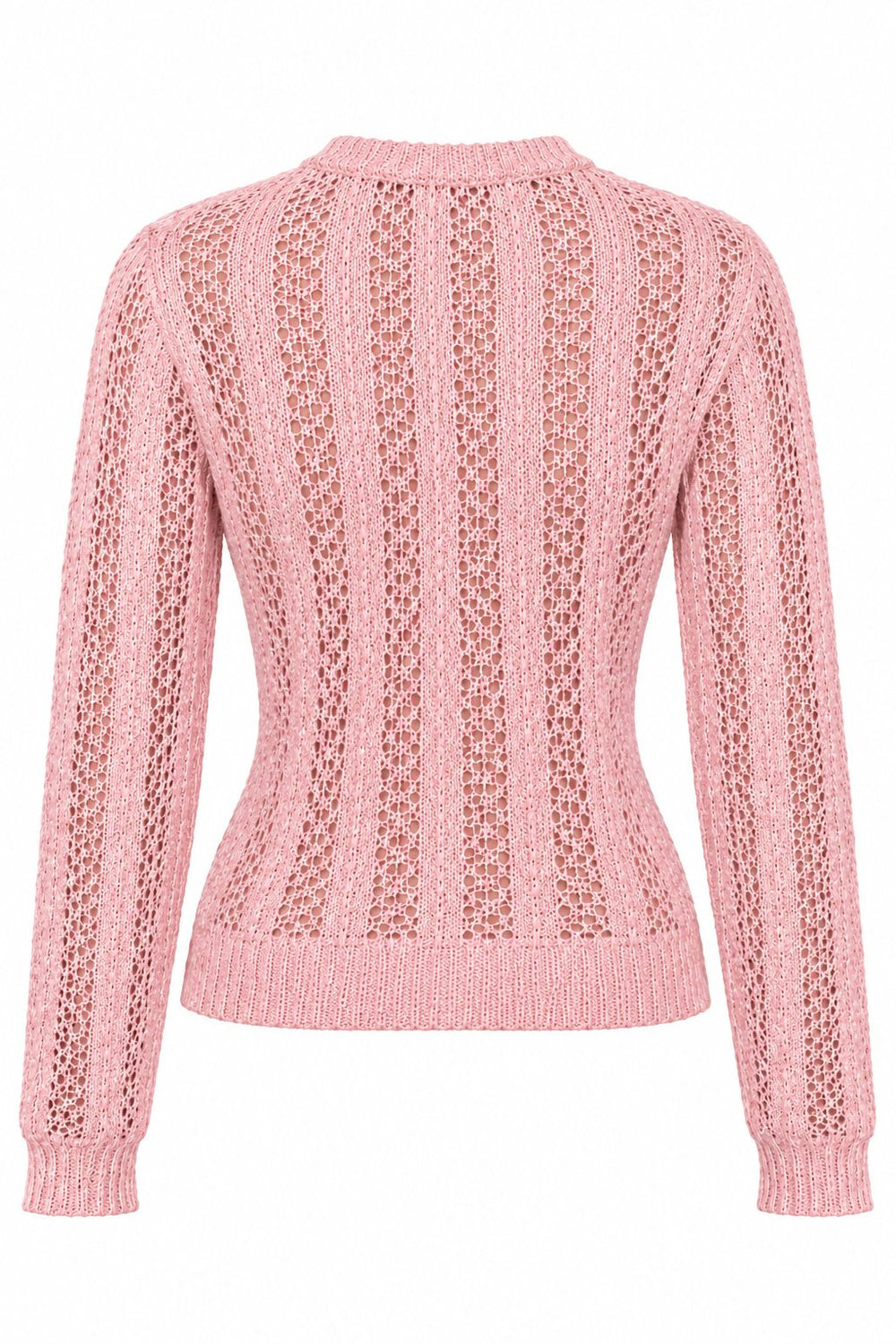 Pembe Bisiklet Yaka Ajurlu Triko Bluz | LALUVIA