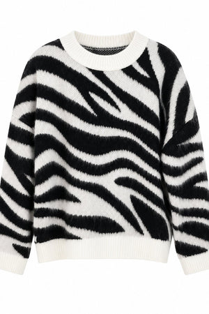 Siyah - Beyaz Zebra Desen Kazak - 1251
