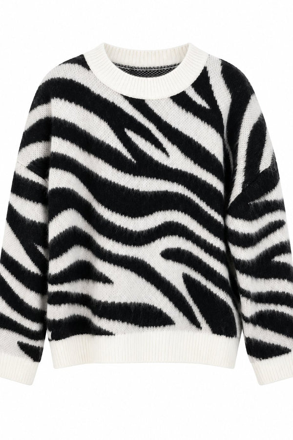 Siyah - Beyaz Zebra Desen Kazak - 1251
