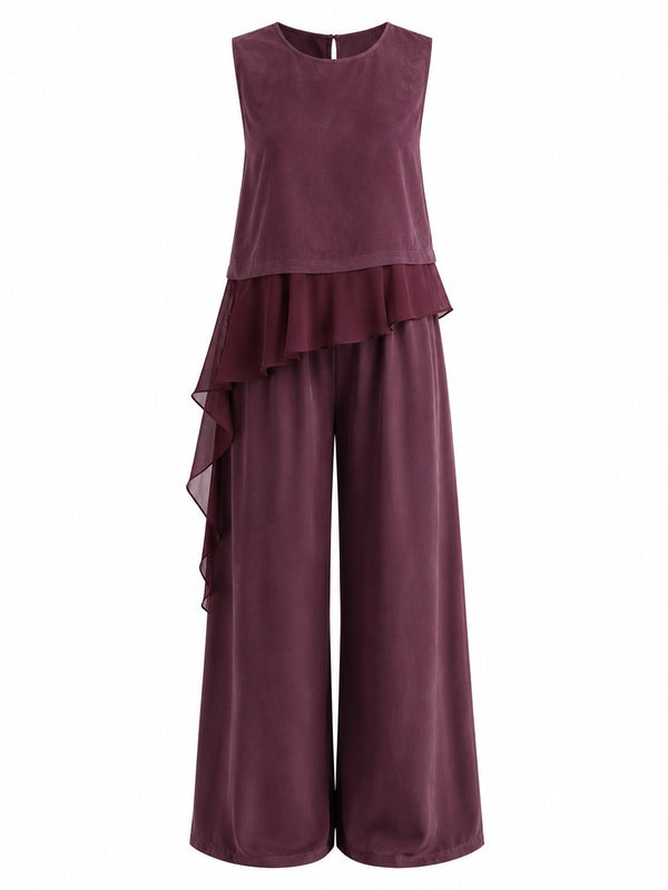 Mürdüm Garnili Bluz Pantolon Takım - 51391