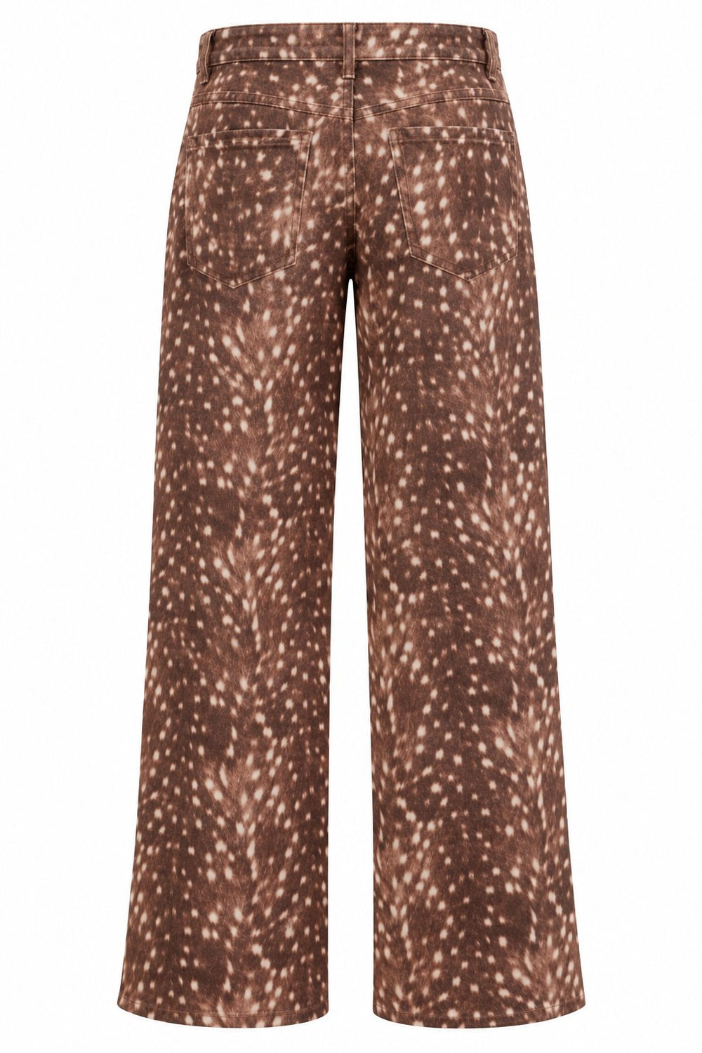 Kahverengi Boru Paça Bambi Desen Gabardin Pantolon - 1243