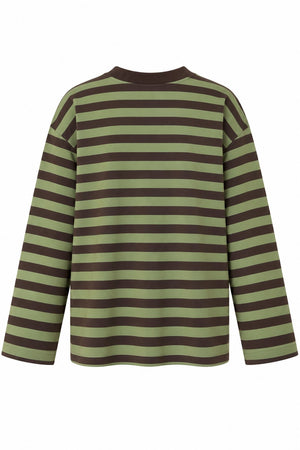 Haki Çizgili New York Baskılı Sweatshirt - 1130