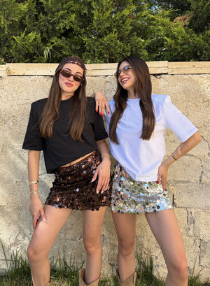 Beyaz Vatka Detaylı Tshirt - T241134
