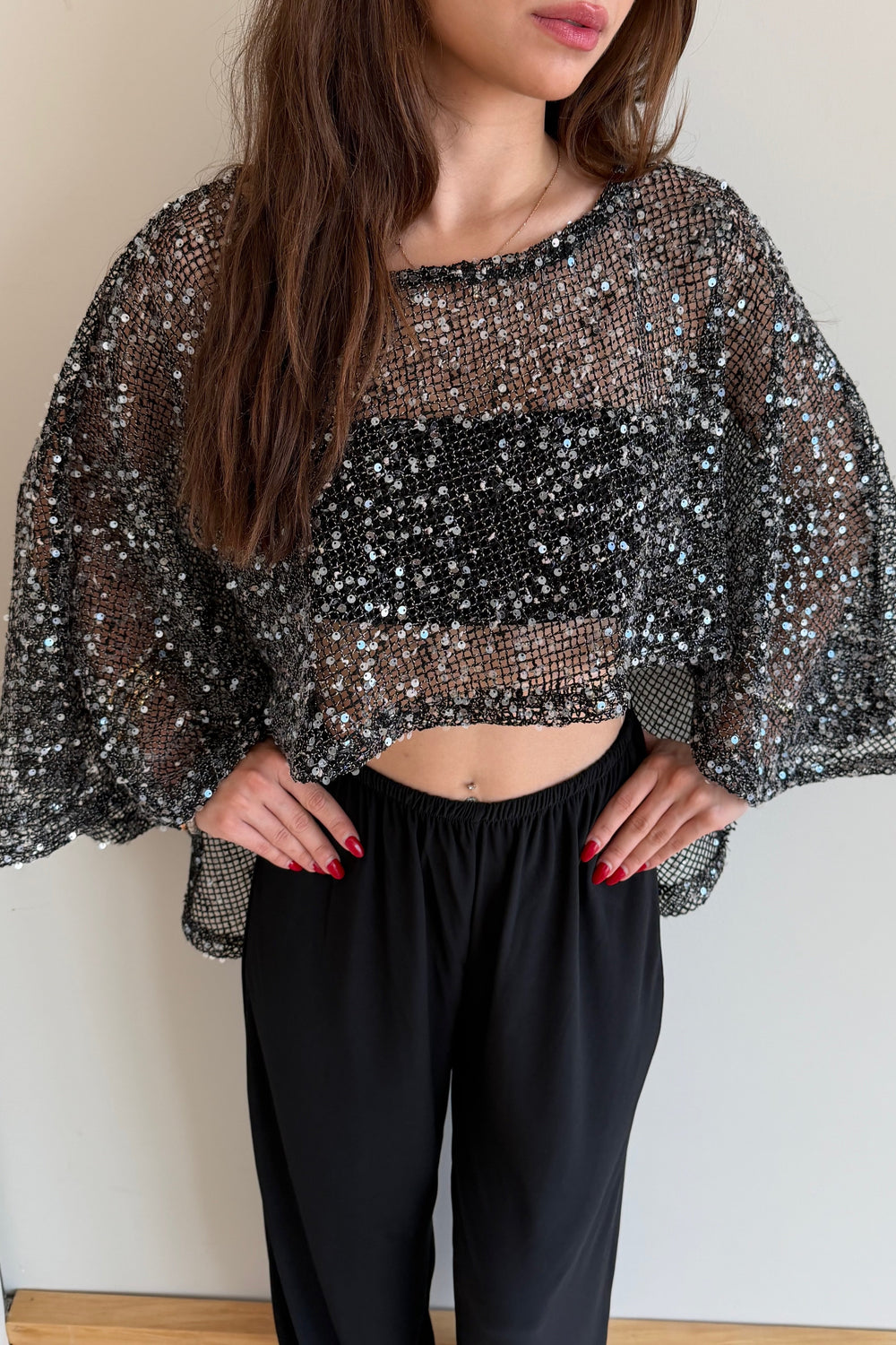 Siyah Pullu Bluz - 1119
