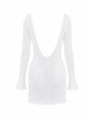 Beyaz Simli Mini Plaj Elbisesi - 1608