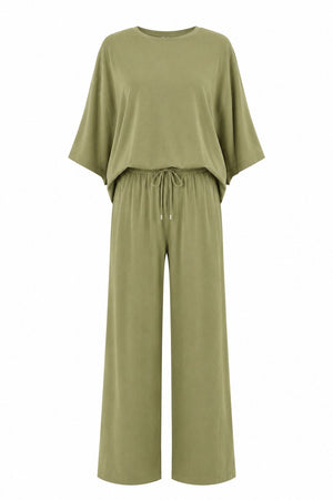 Olive Yarasa Kol Bluz Pantolon Takım - 30432