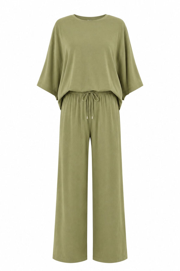 Olive Yarasa Kol Bluz Pantolon Takım - 30432