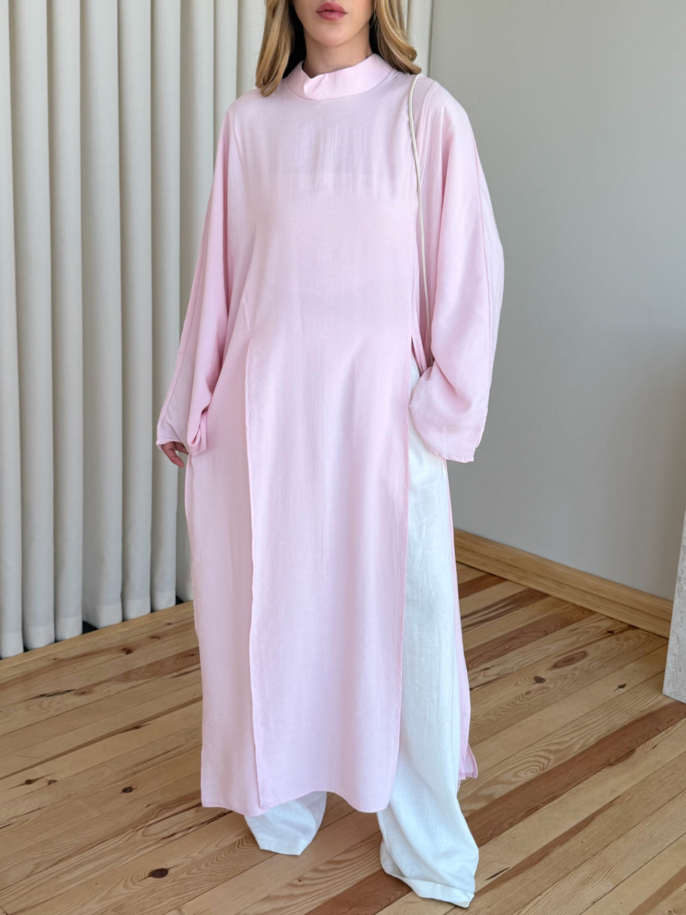 Pembe Yırtmaçlı Uzun Tunik - 8515